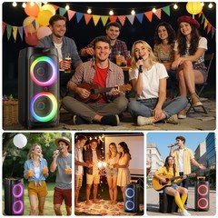 Large Sound Speaker with 2 Mics Bluetooth for Outdoor Events & Birthday Party