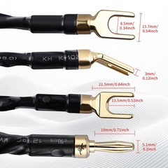 9 AWG 2-Pack Audiophile Speaker Cable – 2 Banana Plugs to 4 Spades per Cable,…
