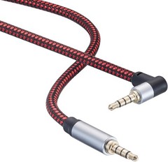 Male to Male Audio Cable 6Ft, 90 Degree TRRS 3.5Mm 4 Pole Nylon Braided Stereo A