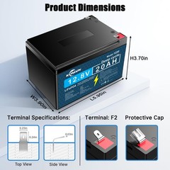 1/2/3/4 Pack 12V 20Ah LiFePO4 Lithium Battery, Deep Cycle, for UPS, E-Scooter