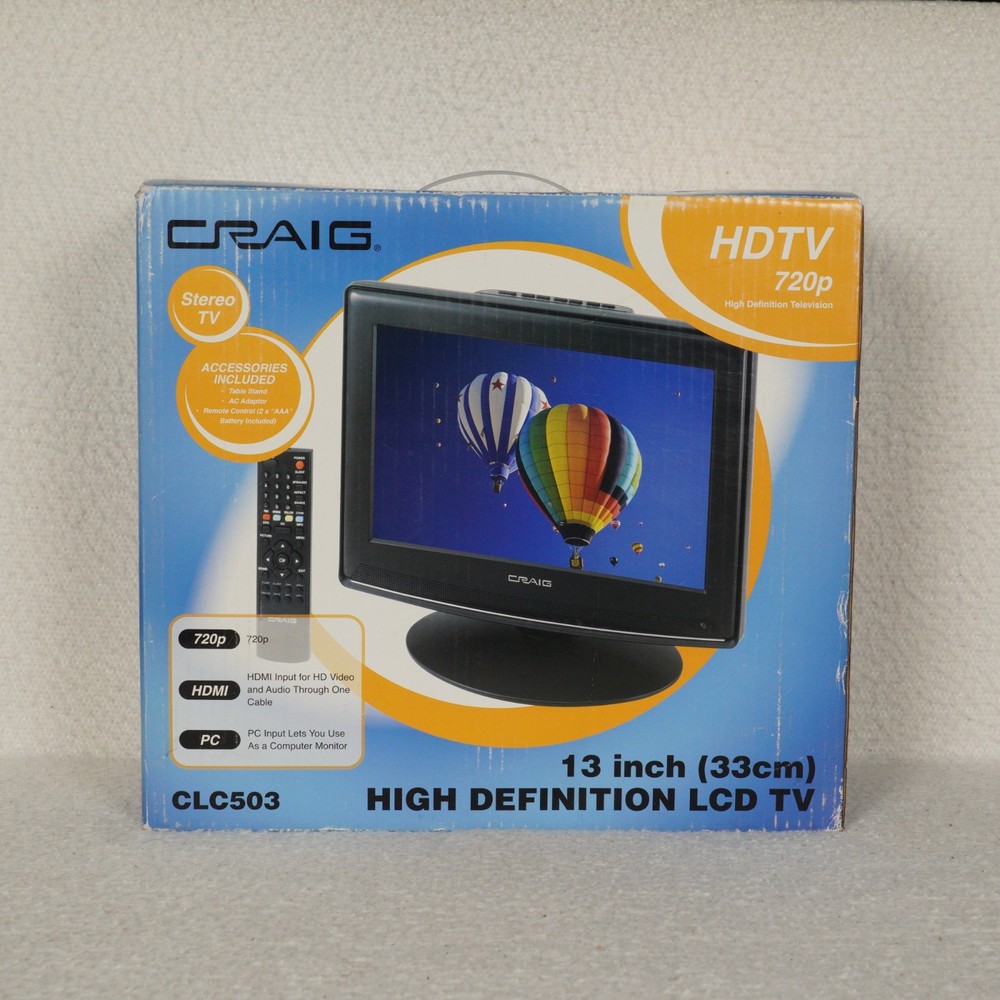 CRAIG 13 inch High Definition LCD TV 720p Model CLC503 PC Input Gaming Remote