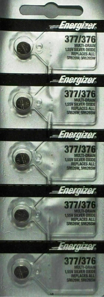 5 x FRESH Energizer 377 376 WATCH BATTERY SR626SW SR626W Silver Oxide Battery