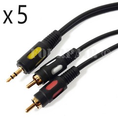5 Pack Lot – 6ft (1/8″) 3.5mm AUX Stereo to 2 RCA Male Audio Y Cable MP3 iPod