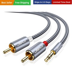 15ft/4.5M Aux to RCA Headphone Male to Male Jack Adapter Nylon Braided 1/8 to…