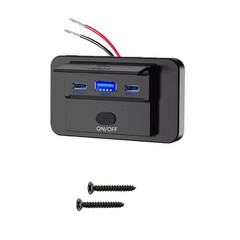 2X 12V Dual USB QC3.0&PD Port Car Fast Charger Socket Power Outlet On-Off Switch