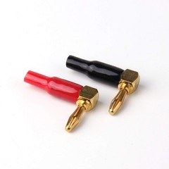 HRLORKC 10pcs Right Angle Banana Plugs – 4mm/0.16″ 90 Degree Speaker Connecto…