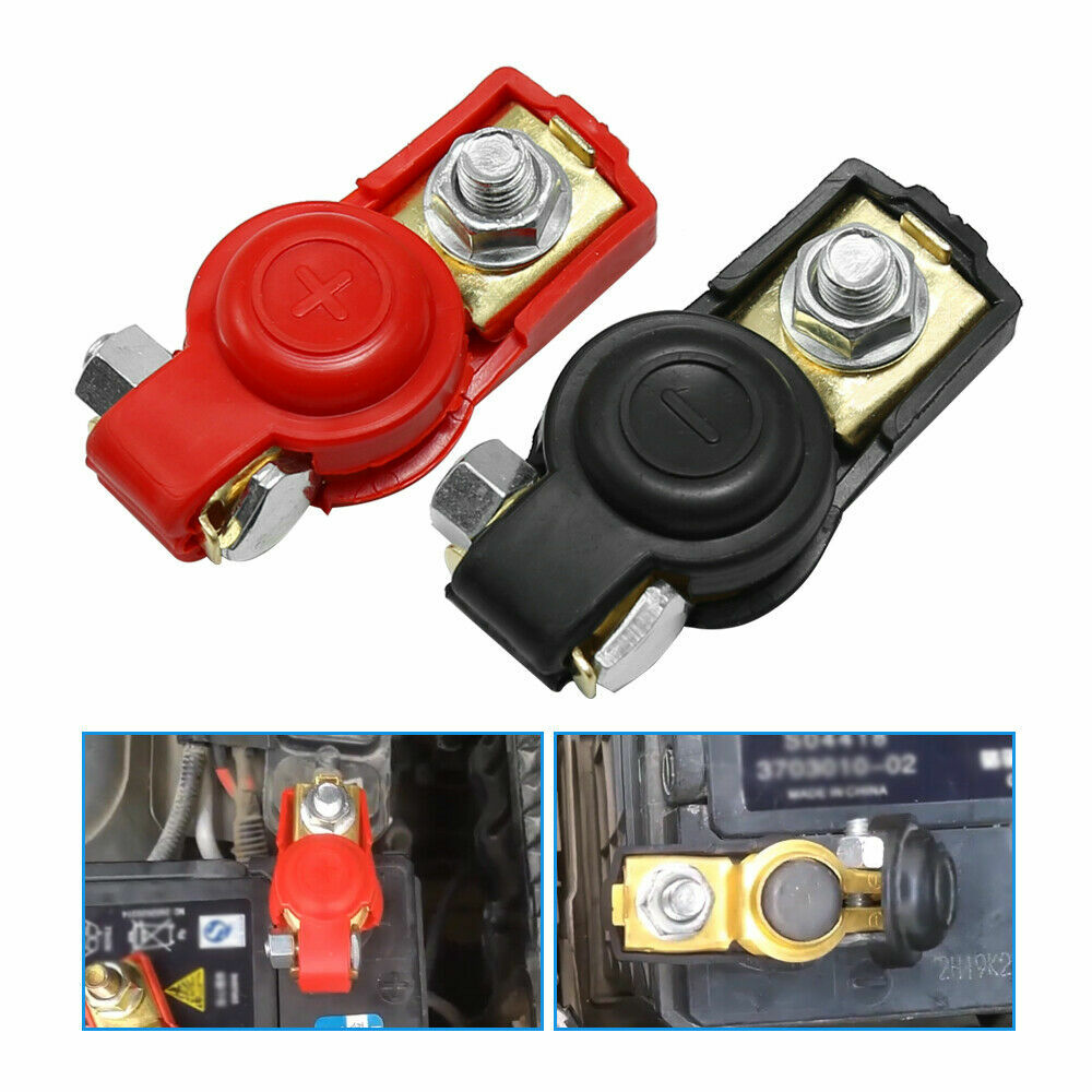 2 Car Battery Terminal Connector Post Positive Negative Heavy Duty Universal