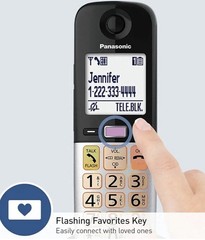Panasonic Cordless Phone, Easy to Use with Large Display & Big Buttons, Flashing