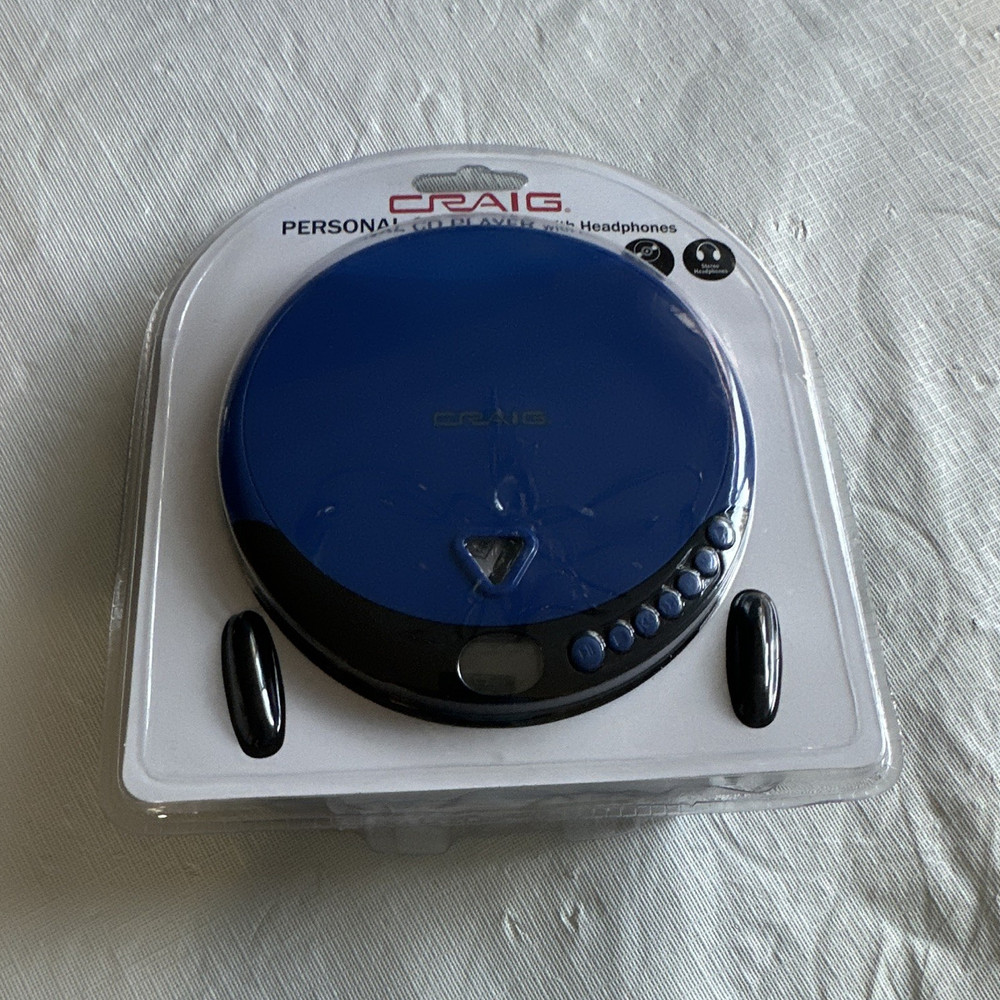 Craig CDC 2011 CD Player Bluetooth AM/FM w/ Headphones Blue/Black 2011