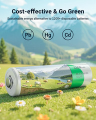 **12 Pack Solar AA Rechargeable Batteries 1300mAh NiMH 1.2V for Outdoor Solar Li