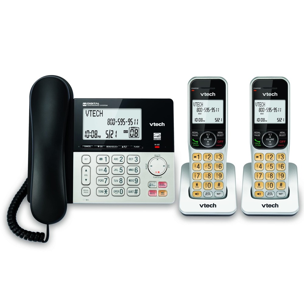 VTech VG208-2 DECT 6.0 Corded/Cordless Phone System 2 Handsets, 2 Handset