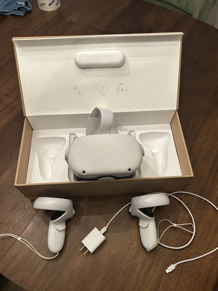Meta Quest 2 Virtual Reality Headset 128GB with Head Strap, Controllers, Charger