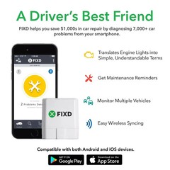 FIXD OBD-II ACTIVE CAR HEALTH MONITOR ENGINE CODE READER DIAGNOSTIC SCANNER