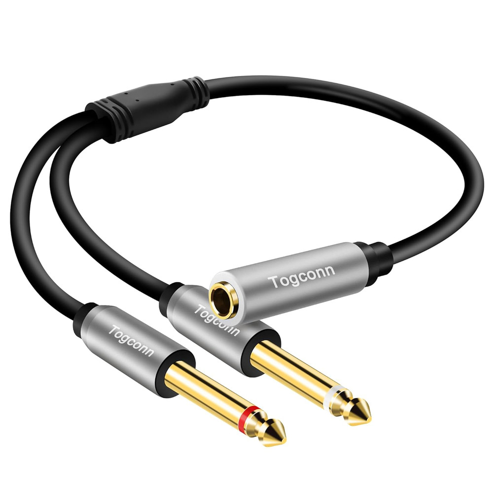 1/4″ TRS Stereo Splitter Y Cable 6.35mm Female To Dual TS Mono Male 1ft