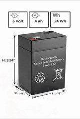 6 Volt 4Ah AGM SLA Battery for Backup Power Emergency & Solar Use