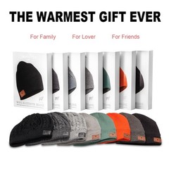 Bluetooth Beanie 5.2 HD Stereo 30 Hours Play Time Mic Christmas Gift Black