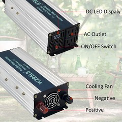Power Converter 500W Pure Sine Wave Inverter 12V to 110V 120V Truck Camp Solar