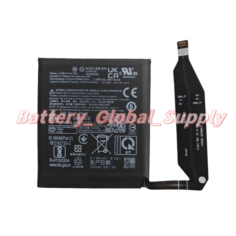 3.89V 4150MAH Battery for As Zenfone 9 ZS696KS Mobile Phone C11P2102 New 1 PCS