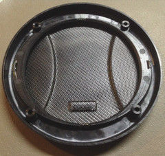 REI PAIR OF SPEAKER GRILLE COVERS 6″ DIAMETER BLACK MESH SMALL LOGO BUS RV