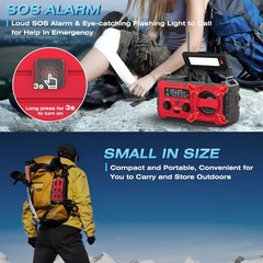 Emergency Solar Hand Crank Weather Radio 10000mAh Power Bank Charger Flash Light