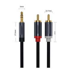 3.5mm Stereo Jack to 2 x RCA Twin PHONO Audio Cable Aux Lead 1m 1.5m 2m 3m 5m