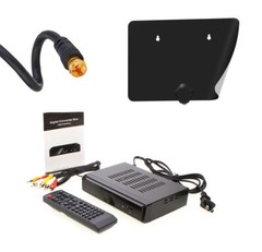 TV Antenna Indoor Digital Dual Color, Digital Converter Box & RG6 Coax Cable LOT