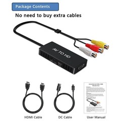 RCA to HDMI Converter, Analog Composite to HDMI Adapter Compatible VCR,DVD,VHS