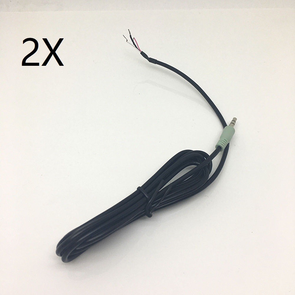 2X Replacement repair Speaker Bare Wire cable With 3.5mm Plug to Stripped End
