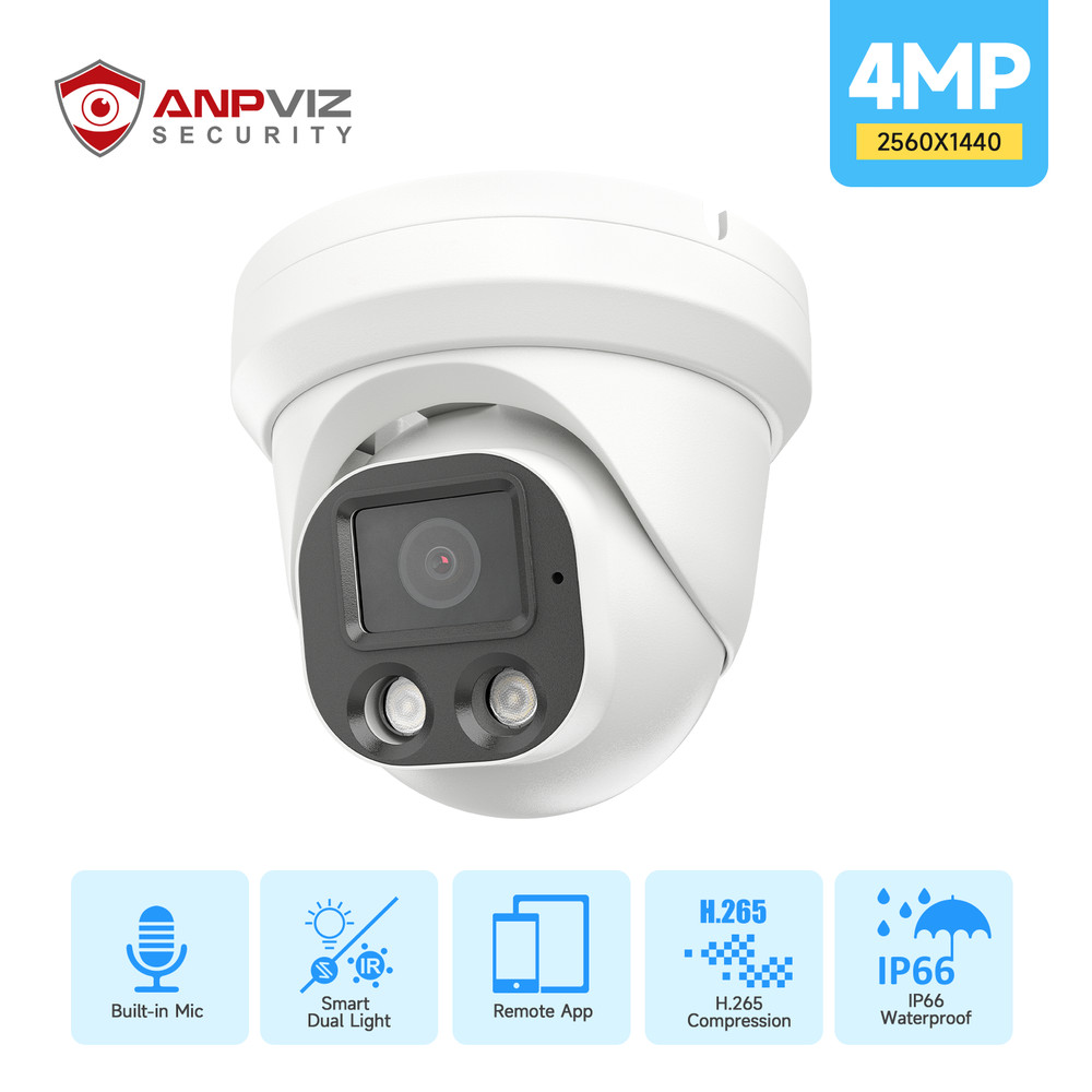 Anpviz 4MP 5MP 8MP Audio PoE IP Security Camera Outdoor AI Human Vehic Detection