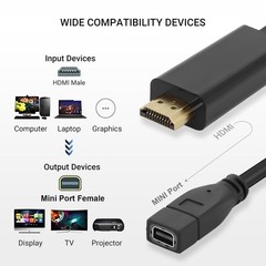 HDMI to Mini for Display Port Converter Adapter Cable 4K HDMI Male for Mini P…