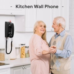 Retro Wall Phones for Landline with Mechanical Ringer Corded Telephone Wall