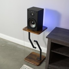 VIVO Rustic Vintage Brown/Black Tensegrity Speaker Floor Stand Floating Platform