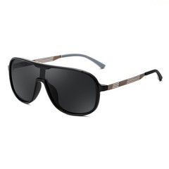 FEISEDY Polarized Sunglasses Men Mirrored One 58mm, Black Frame and Grey Lens