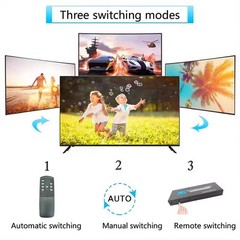 7-Port HDMI Switch 2.0 4K@60Hz 7×1 HDMI 2.0 Switcher With IR Remote Support HDR