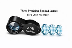 10x21mm UV/LED Triplet Illuminated Loupe-Dual Light (white & UV) Magnifier USA