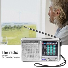 PORTABLE 9 BAND WORLD RECEIVER FM(TV)/AM/SW1-7 MULTIBAND RADIO RECEIVER KK-9