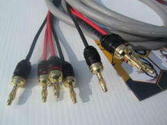 Canare 4S11 Gray Bi-Wire Speaker Cable Pair, 2 to 4 DC Pro Locking Gold Banana.