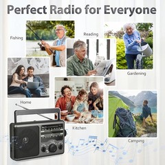 Stylish AM/FM Portable Radio: Ideal Gift with 3.5mm Jack & Easy-to-Use Design