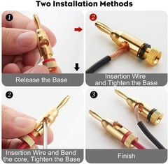 MIUONO 10 Pairs Banana Plugs – Open Screw Type for Speaker 12mm*40mm, Gold