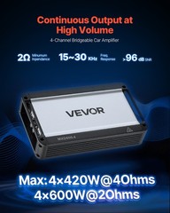 VEVOR Car Audio Amplifier Car Amplifier 4-Channel Class D Max. 4x420W at 4 Ohms