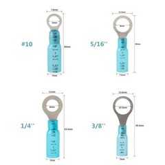 100-300 x #10 5/16 1/4 3/8 Stud Eyelet Heat Shrink Ring Terminal Crimp Connector