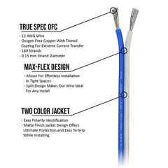 Skar Audio Elite 12 Gauge Oxygen-Free Copper Speaker Wire 100 Feet (Blue/White)