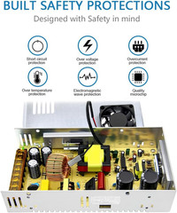 SHNITPWR 12V Power Supply 30A 360W AC to DC Adapter 12 Volt 30 Amp Switching Pow