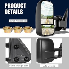 New Pair Towing Mirrors Manual Operated Textured Black Telescoping Trailer