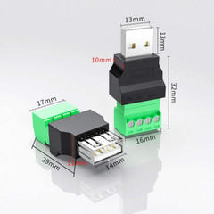 4Packs USB 2.0 Type A Male/Female to 4 Pin Screw Terminal Block Connector, Porta