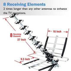 2025 Latest 4K HDTV Outdoor Antenna VHF UHF 200 Mile Range w/ Mounting Kit