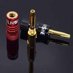 100pcs ELNONE High Quality Gold Plated Speaker Banana Plug Male Audio Connector