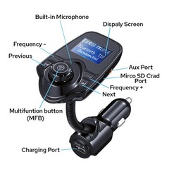 Car Bluetooth FM Transmitter Radio MP3 Wireless Adapter Hands-Free 3Port Charger