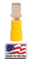 (100) 12-10 Yellow VINYL QUICK DISCONNECT (MALE) .250 1/4″ SPADE CONNECTOR