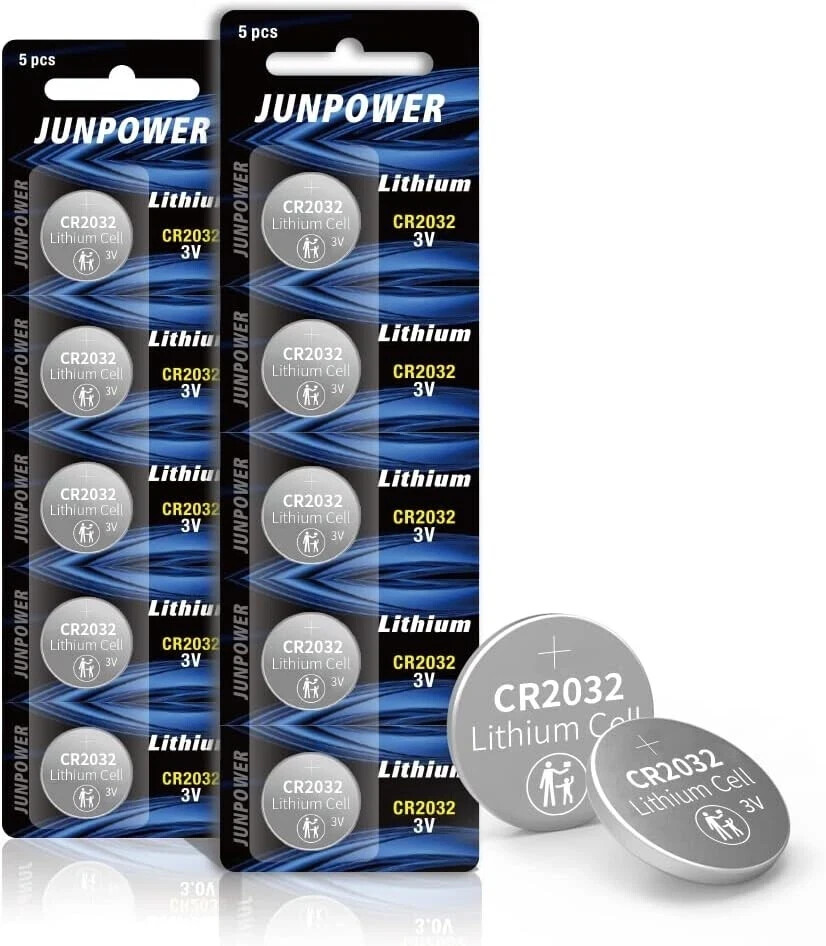 JUNPOWER CR2032 BR2032 DL2032 3V Lithium Battery Remote Button Cell Watch